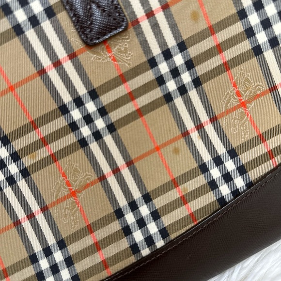 Vintage Burberry Horseferry Check Leather Trimmed Top Handle Bag - Picture 9 of 10